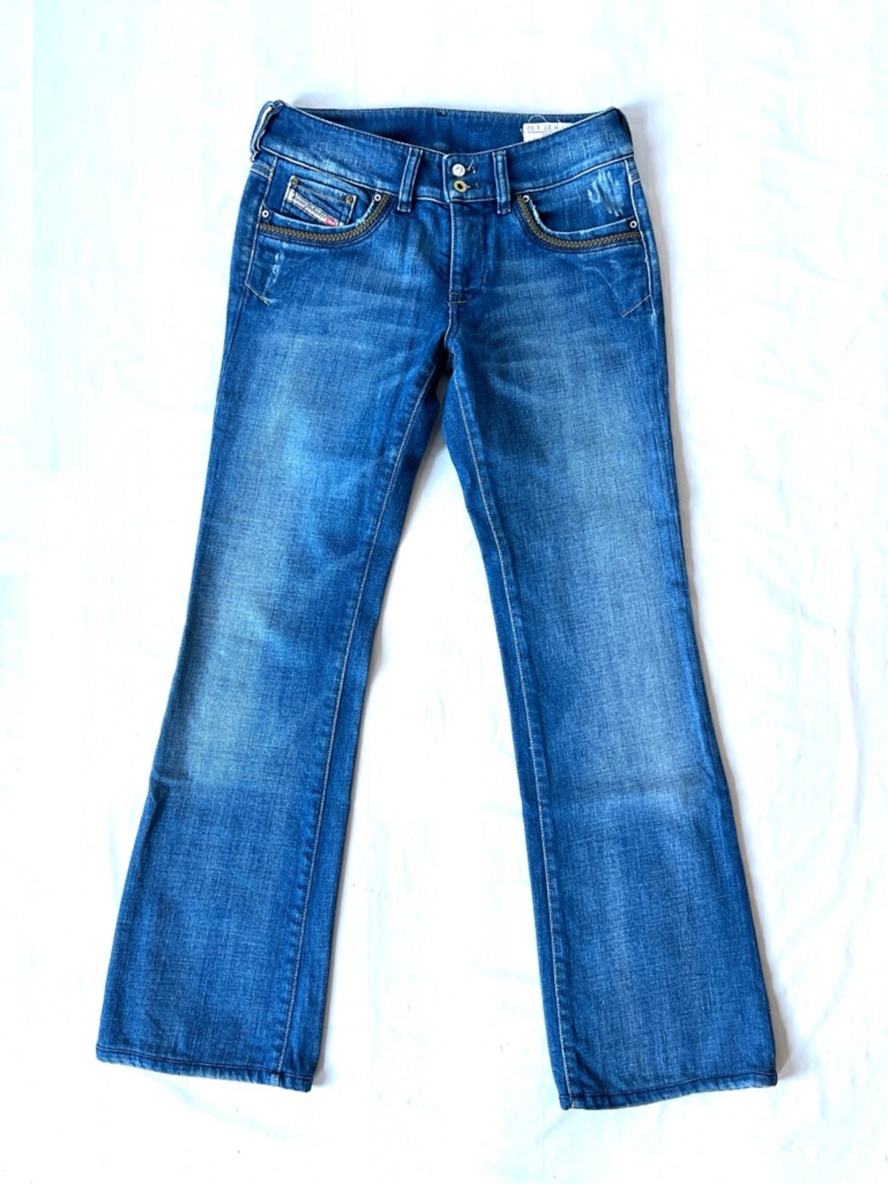 Diesel Ronhar 0071Y Stretch Jeans W27 Made in Italy Braided Leather Trim
